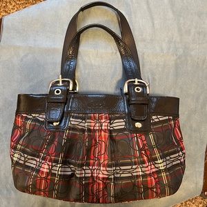 Coach F15228 Red Poppy Tartan purse